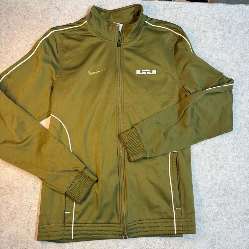 Nike LeBron James Track Jacket Size L Olive Green Dri-FIT
